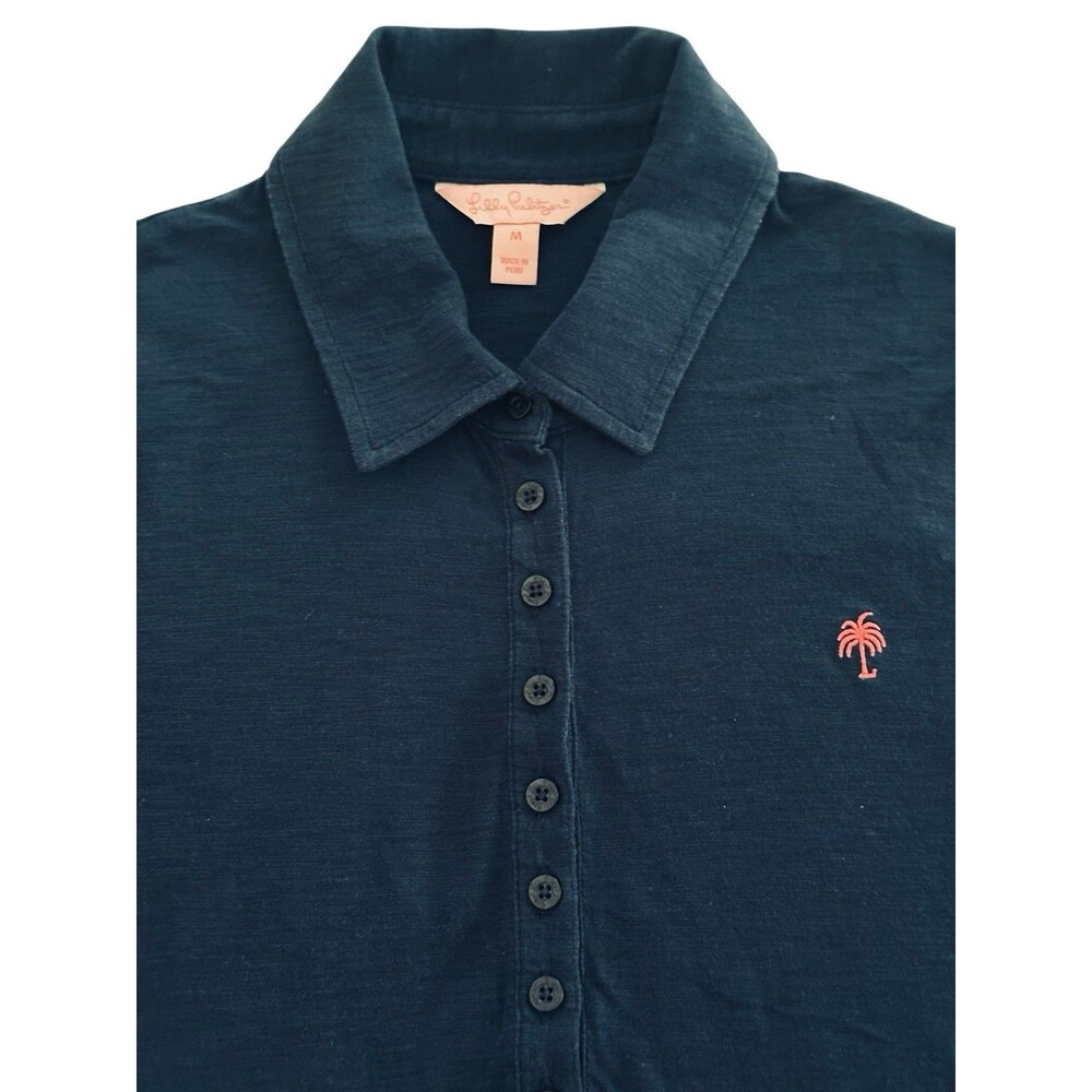 Lilly Pulitzer Blue Polo Pima Cotton Short Sleeve Resort Fit Lightweight Medium